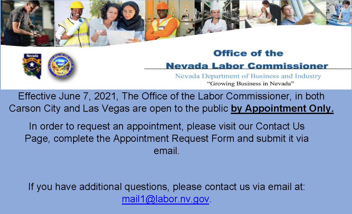 Labor Commissioner Office By Appointment Only